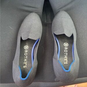 Rothy's Women's Black Slip-Ons with Blue Accent